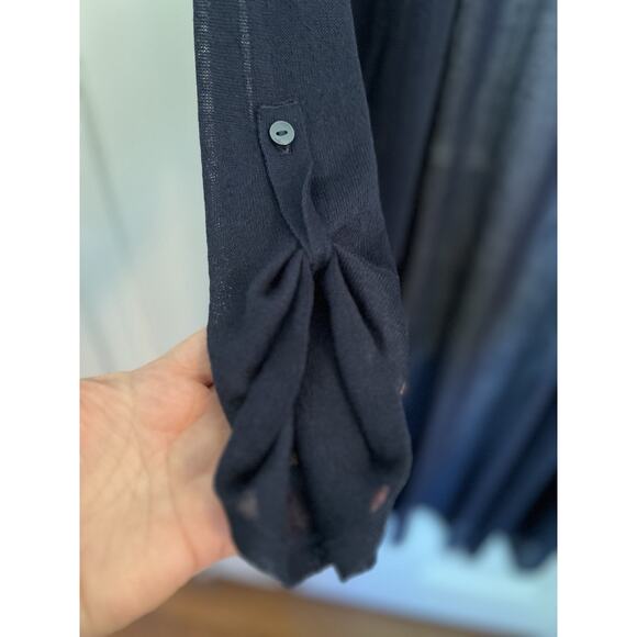 Cato Women’s Plus SZ 18/20 Duster Cardigan Blue Sheer Button Sleeve Viscose Bl - Picture 2 of 6